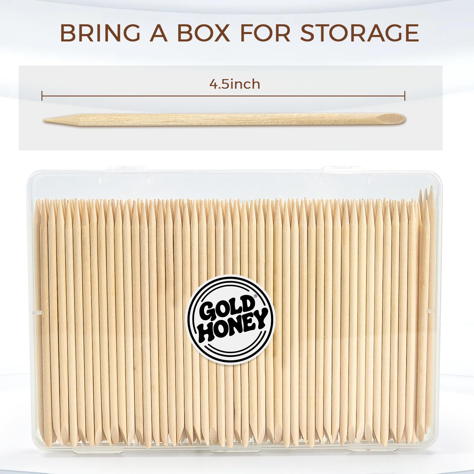 Bcowos 4.5 inch wooden orange sticks for manicures and pedicures.