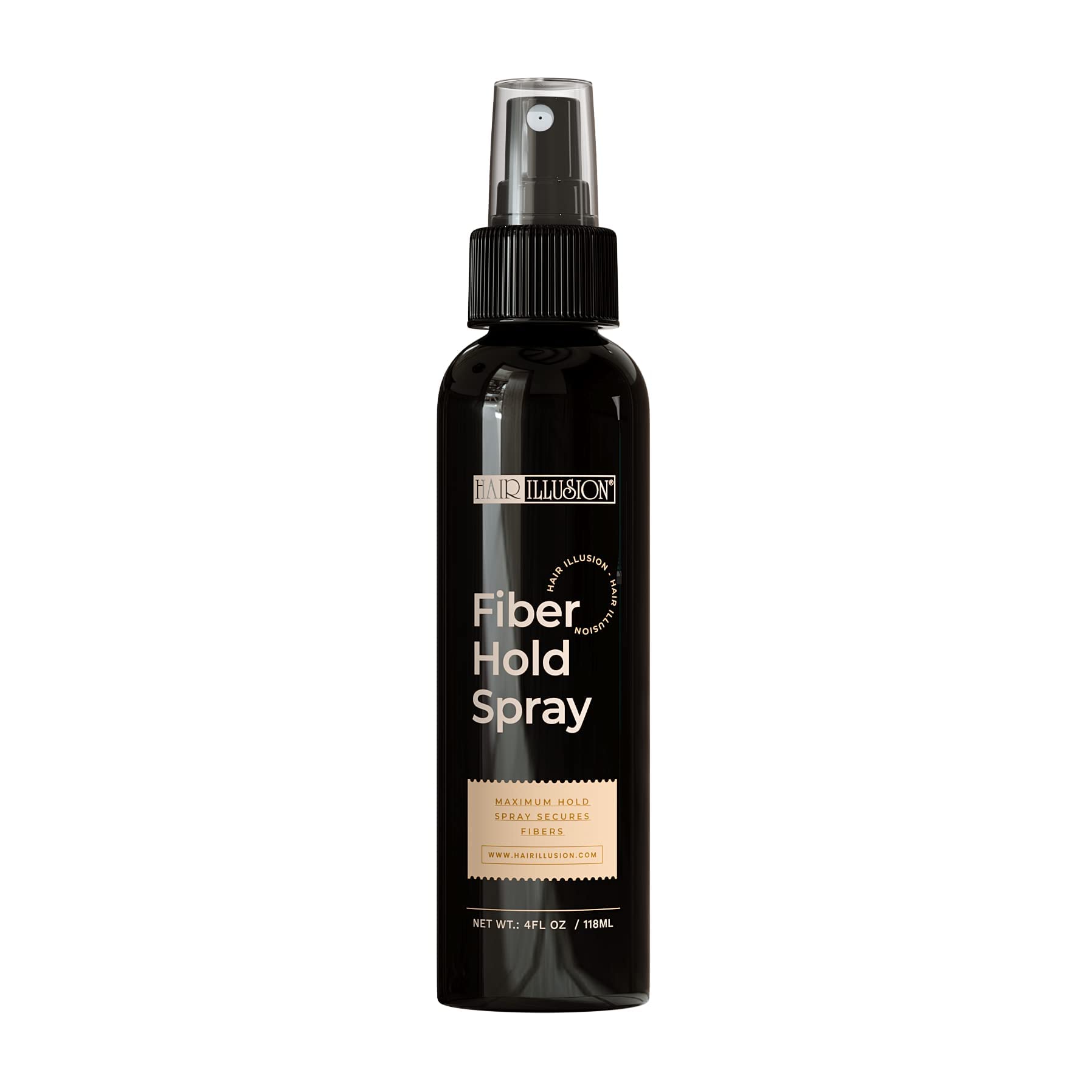 Hair Illusion fiber hold spray bottle for setting non-synthetic hair fibers.