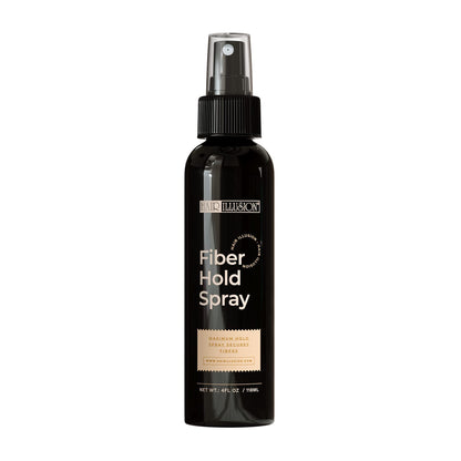 Hair Illusion fiber hold spray bottle for setting non-synthetic hair fibers.