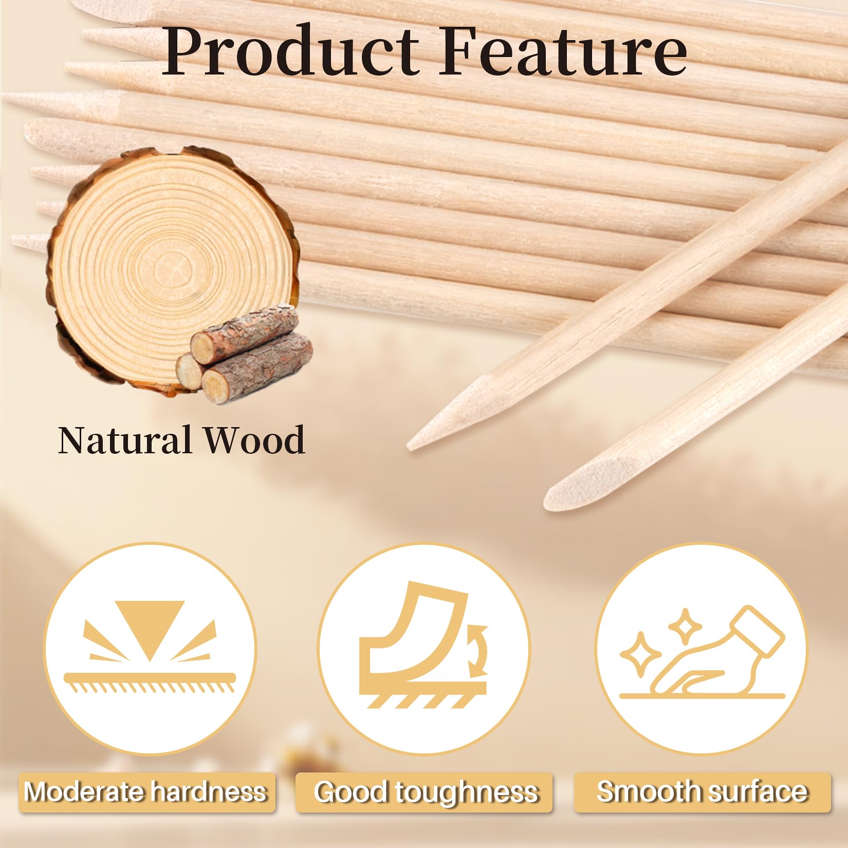 Natural birch wood nail sticks for professional manicure prep