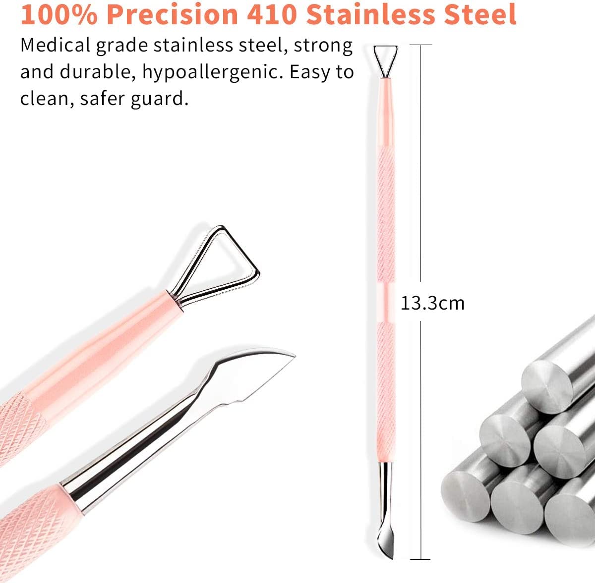 Close up of HaimiLiya flat head cuticle pusher tool