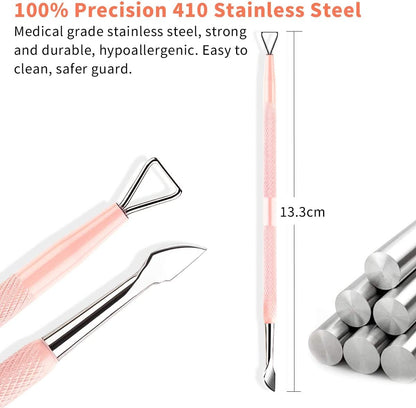 Close up of HaimiLiya flat head cuticle pusher tool