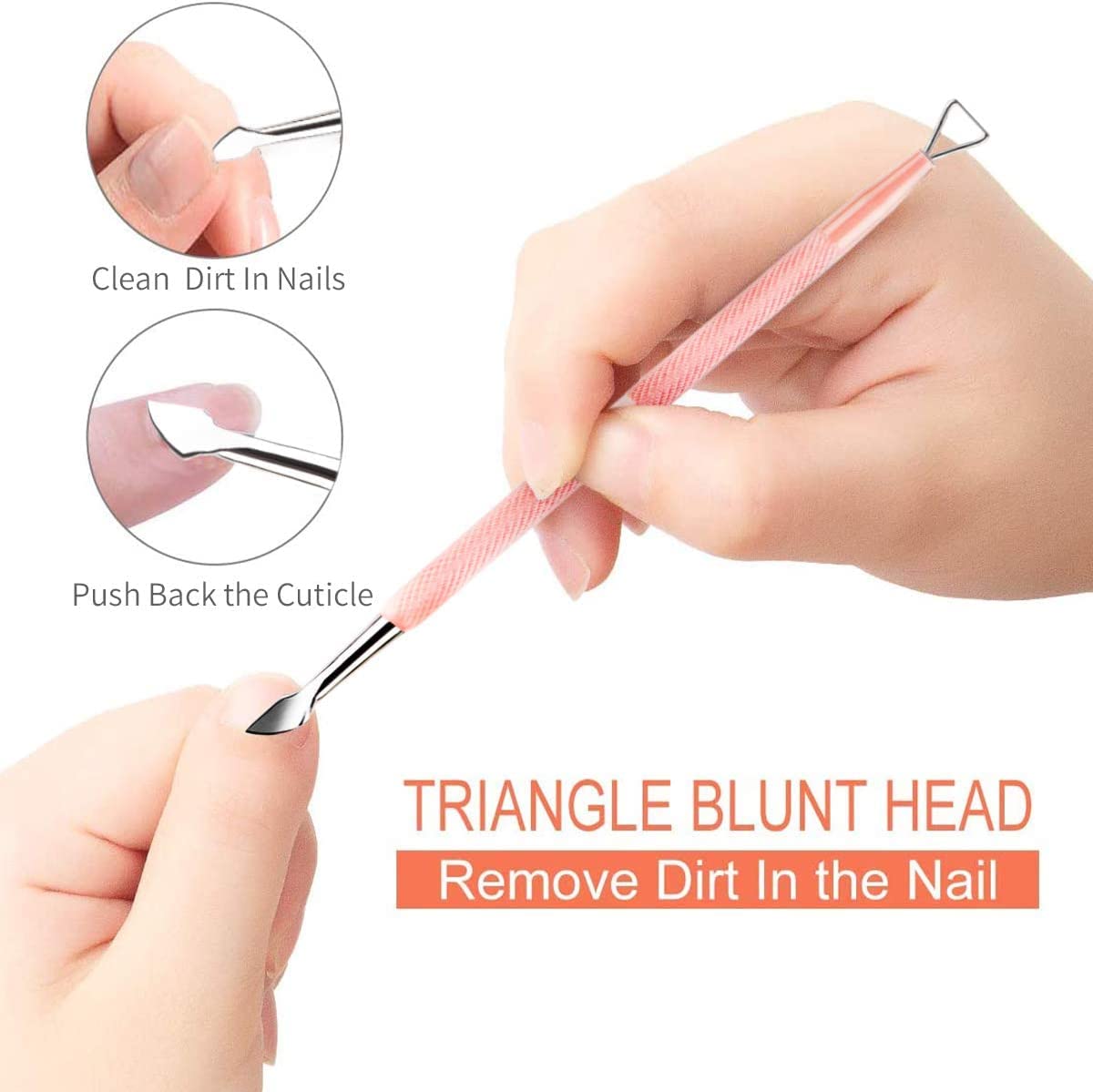 Curved end of HaimiLiya stainless steel nail cleaner