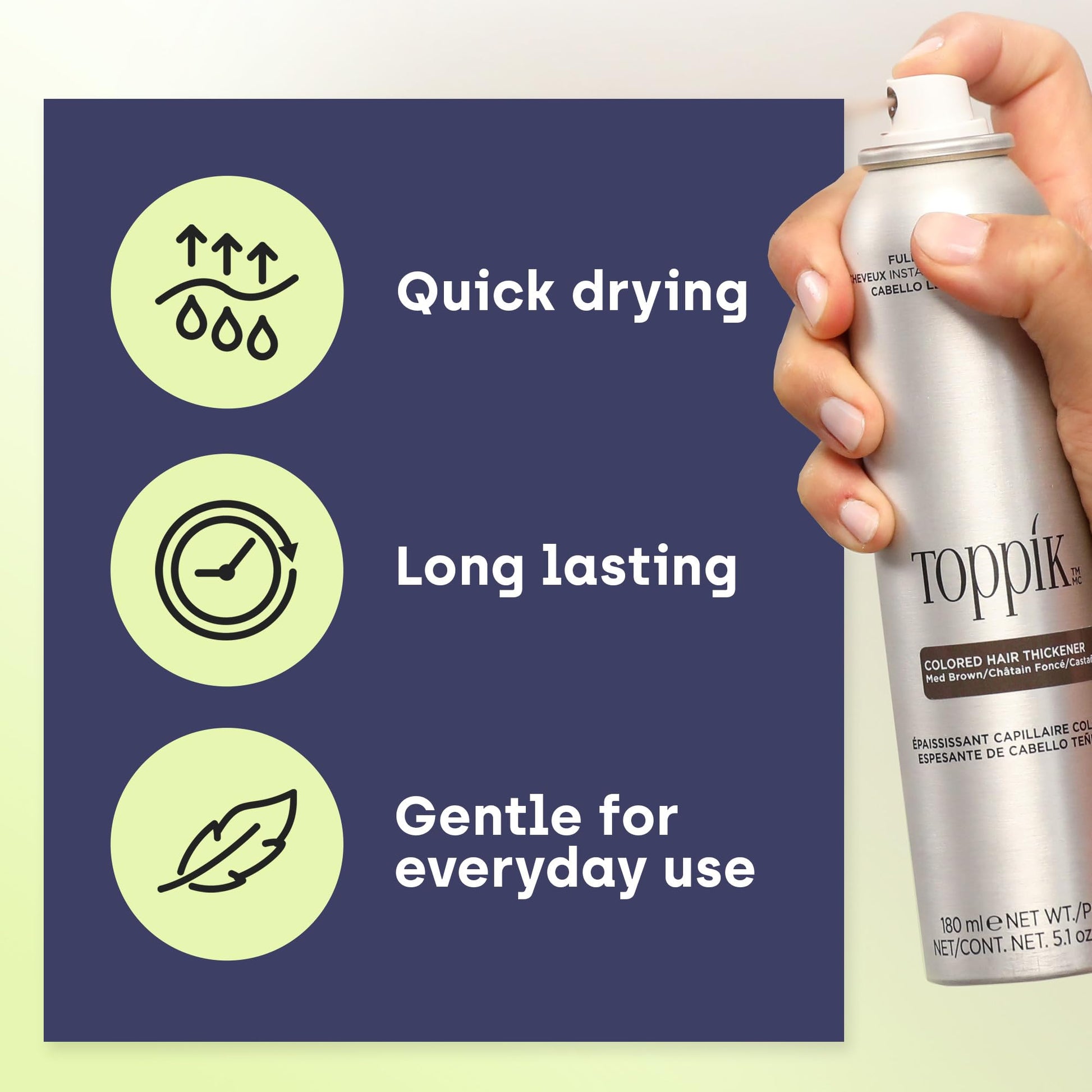 Toppik hair concealer spray in light brown shade for thinning hair coverage
