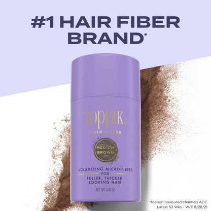 Toppik keratin hair building fibers medium brown shade packaging