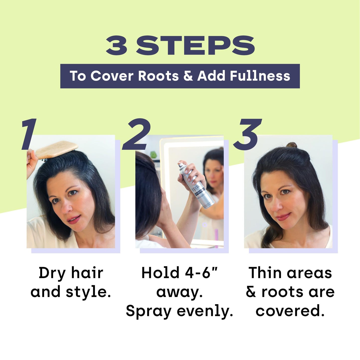 Toppik temporary root touchup spray bottle angle view on an e-commerce backdrop