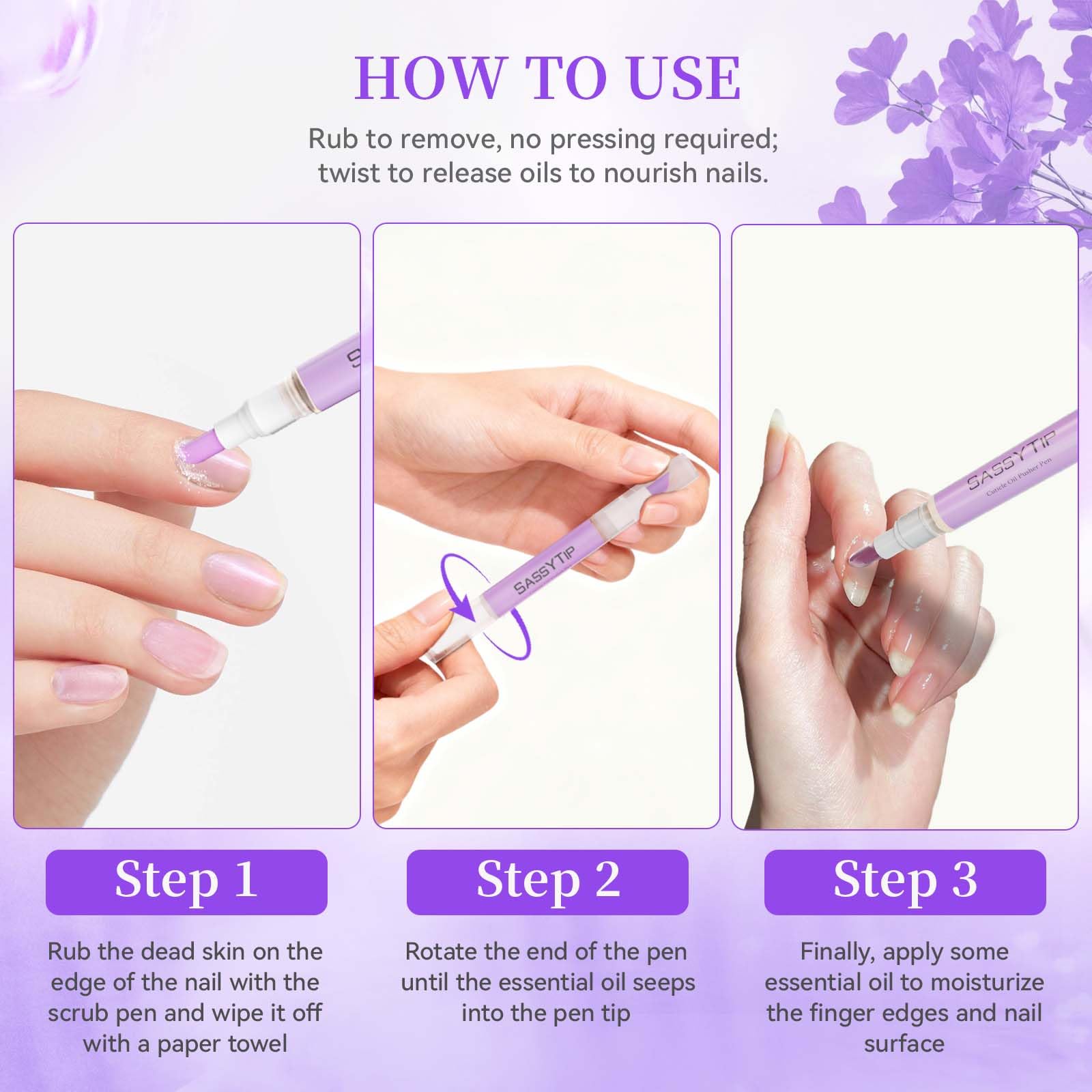 Sassytip cuticle pen packaging details