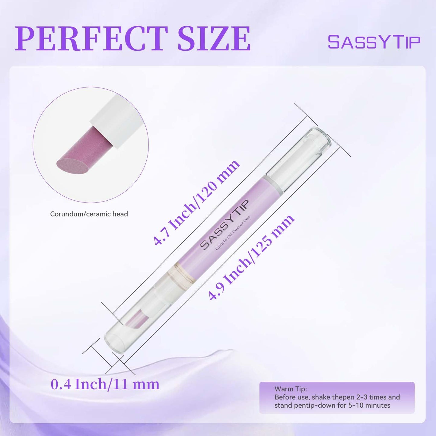 Sassytip pen applied to fingernail cuticle