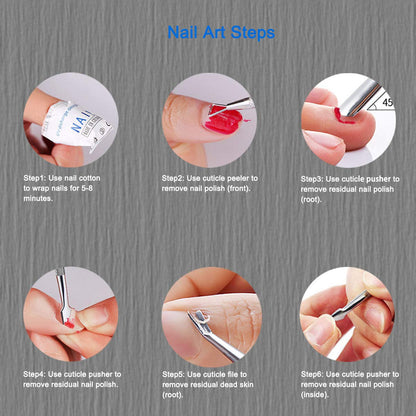 Dual ended cuticle pusher and cutter for pedicures