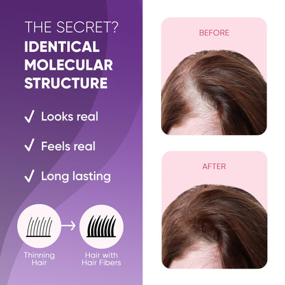 Cruelty free hair building fibers before and after application visual