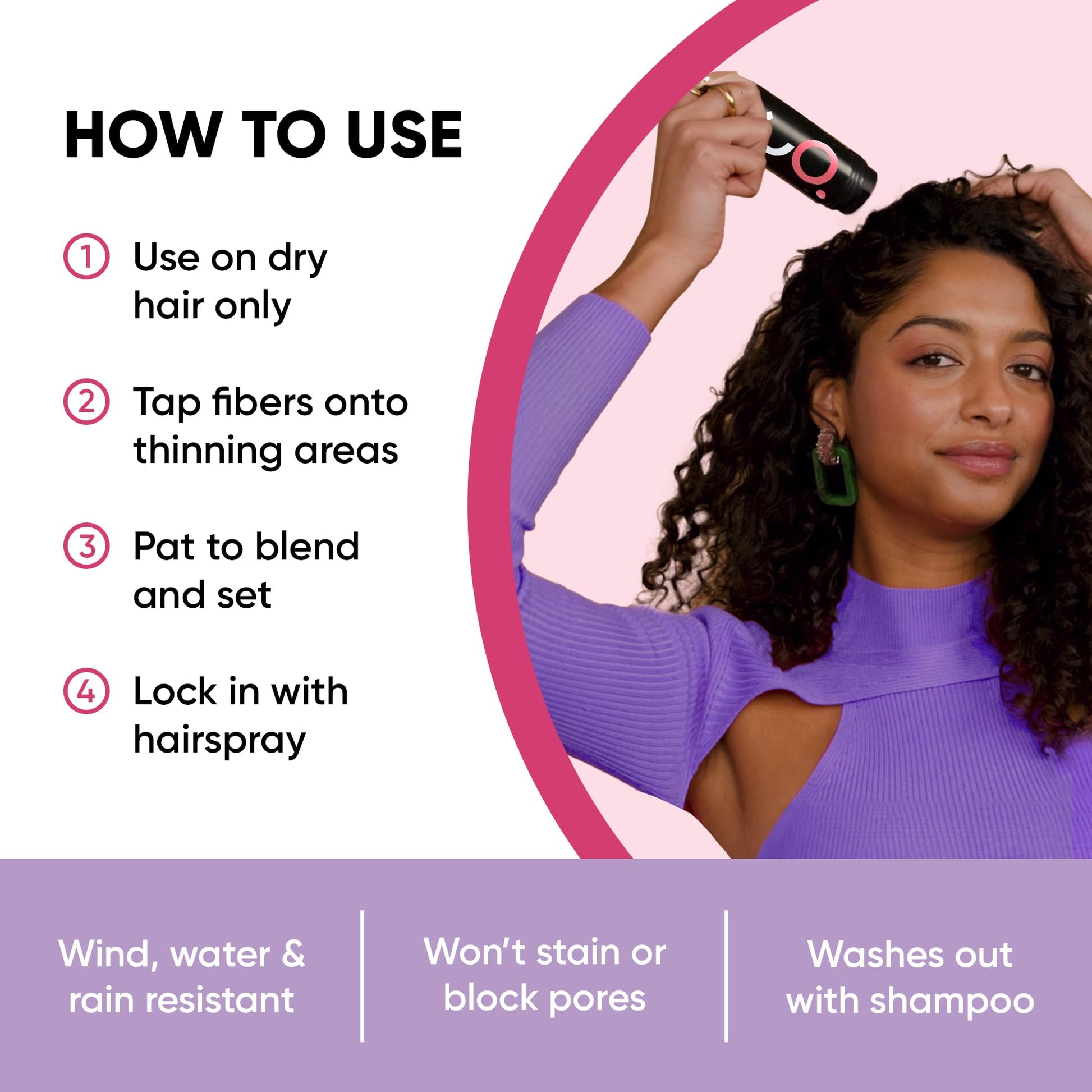 Electrostatically charged hair powder for women showing container top design