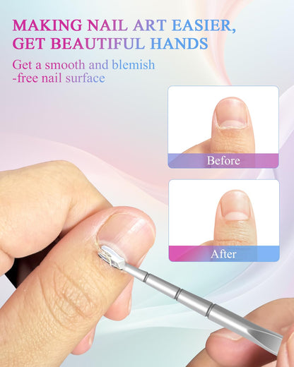 Premium metal nail pusher showing ergonomic non-slip handle detail.