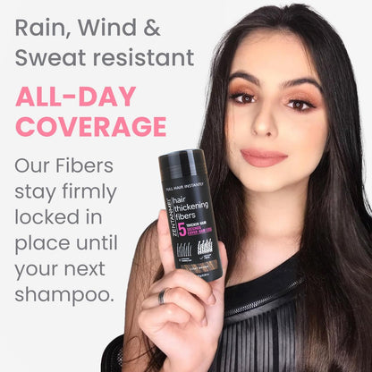 Medium brown hair powder being applied to conceal a bald spot naturally.