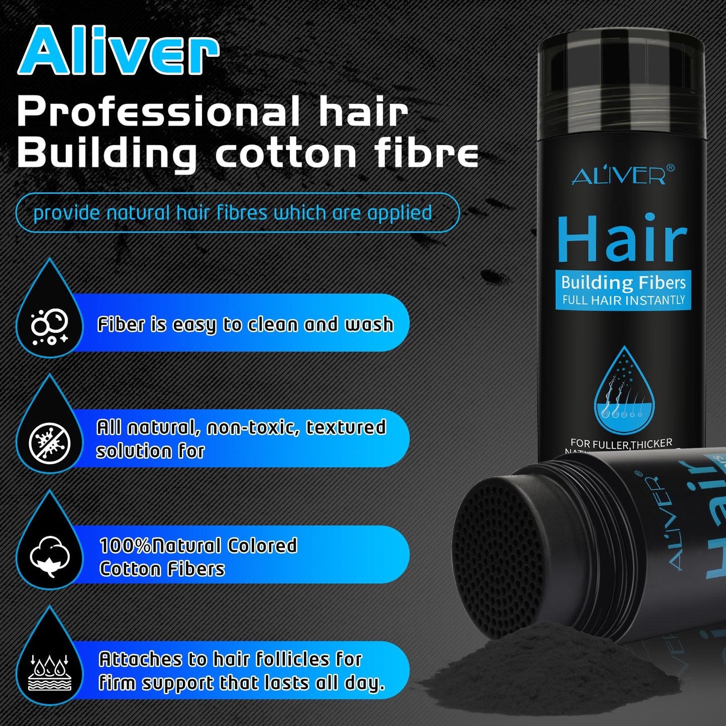 Natural keratin hair powder application on thinning crown area