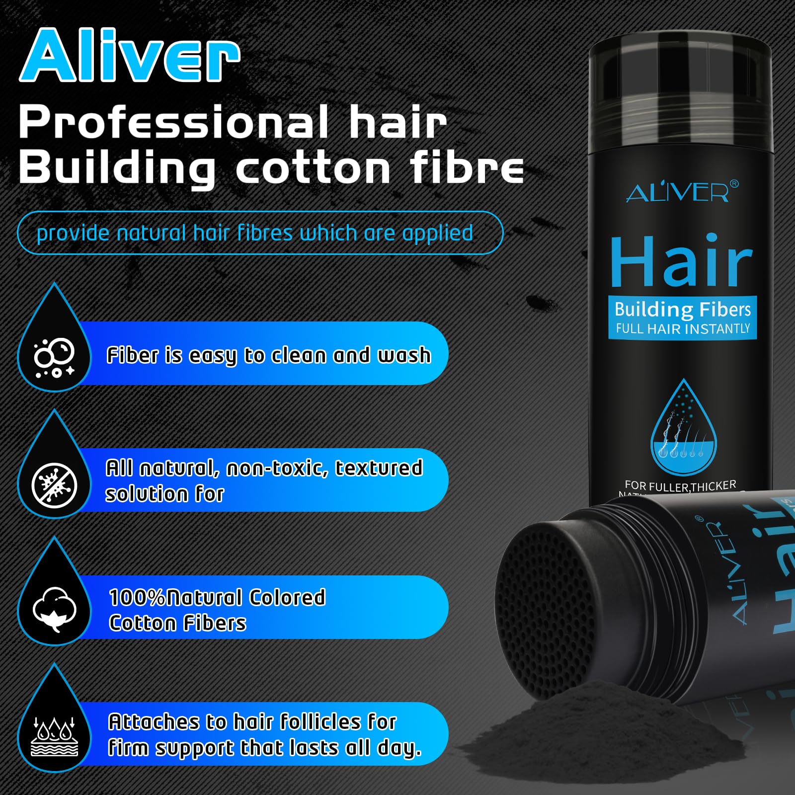 Natural keratin hair powder application on thinning crown area