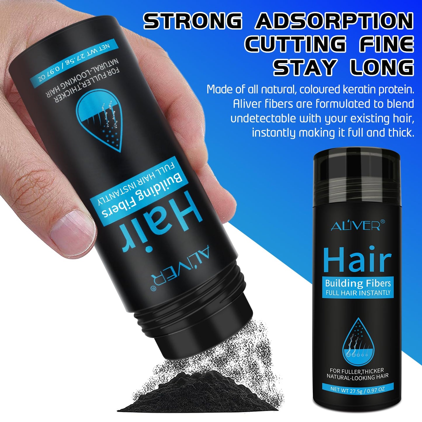 Sweatproof and windproof hair thickening fibers macro texture