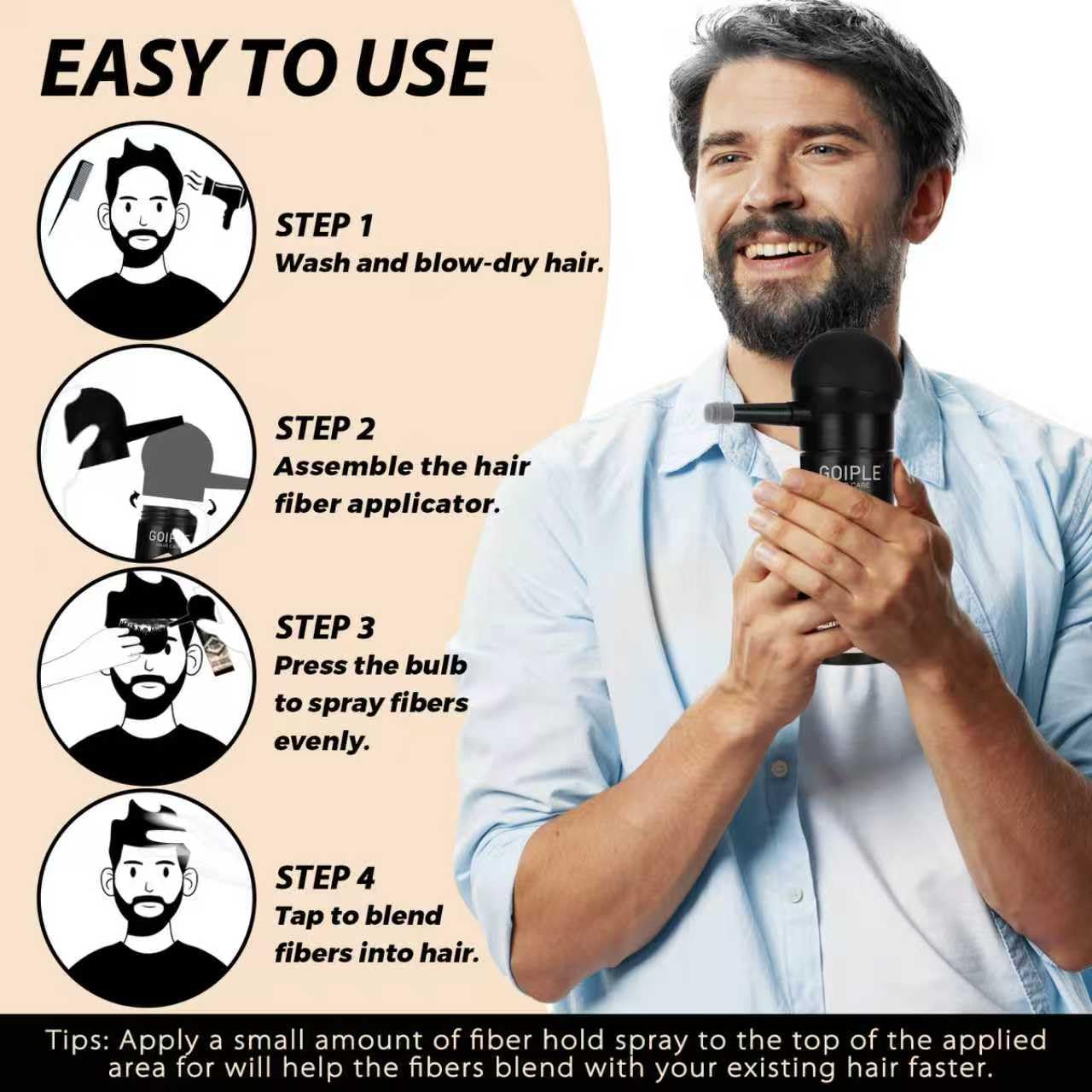 Premium USA imported barber enhancement spray kit for thickening short hair and sideburns.