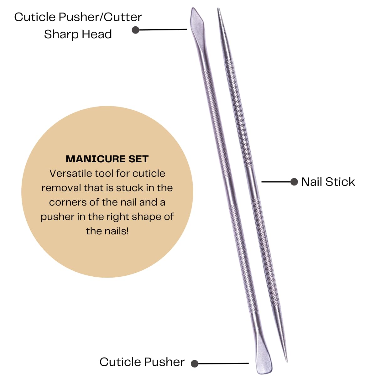 Mundial manicure 3-piece kit showing nipper spatula and stick