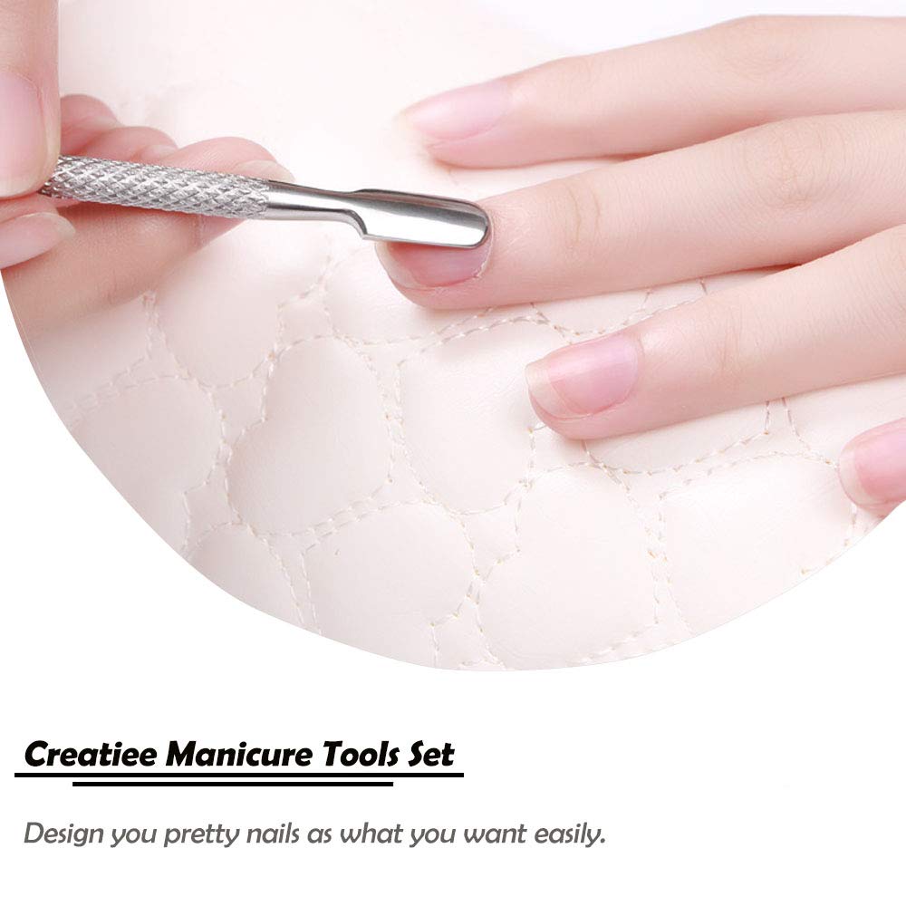 Full set of 10 piece nail grooming instruments arranged neatly