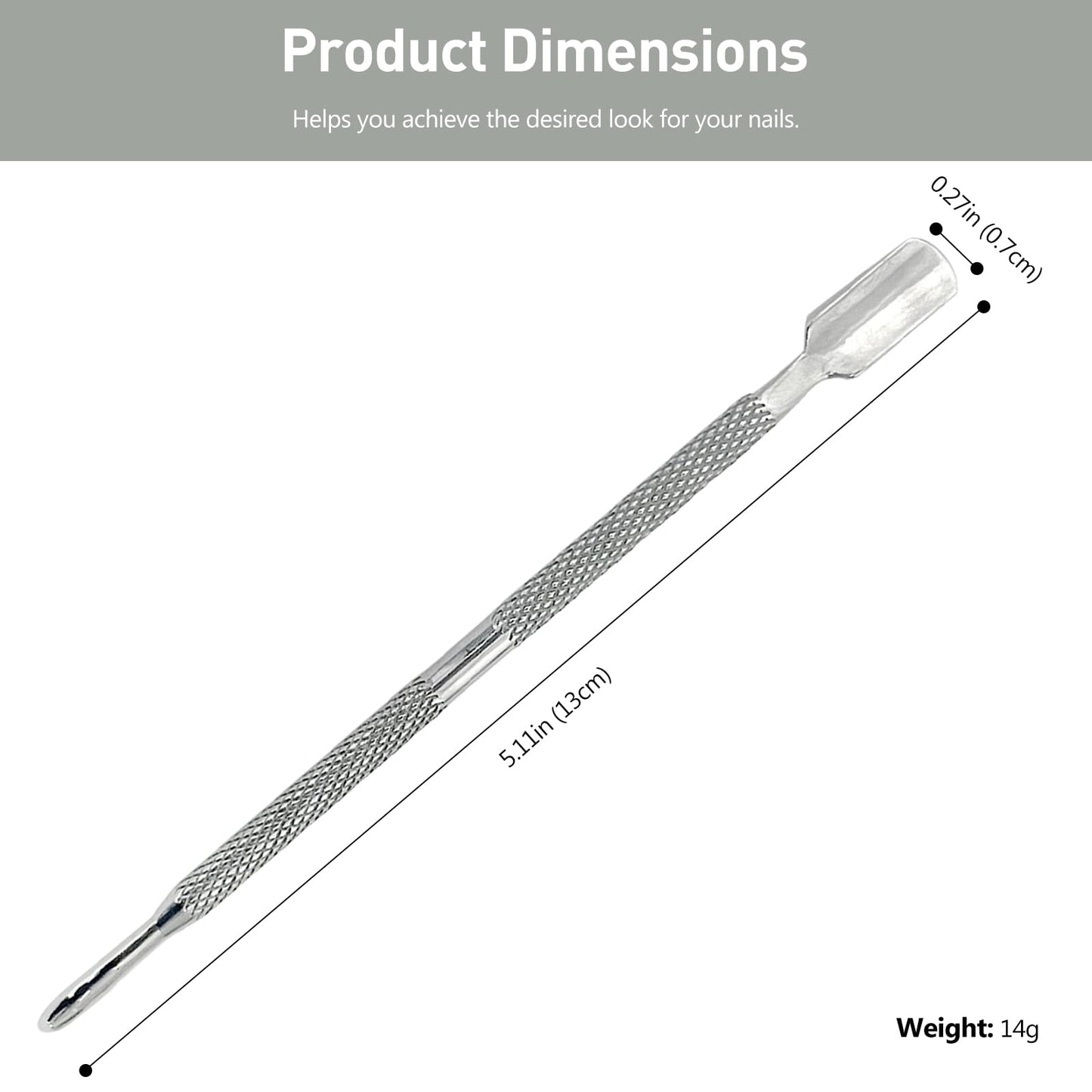 Cuticle pusher set organized for pedicure and manicure