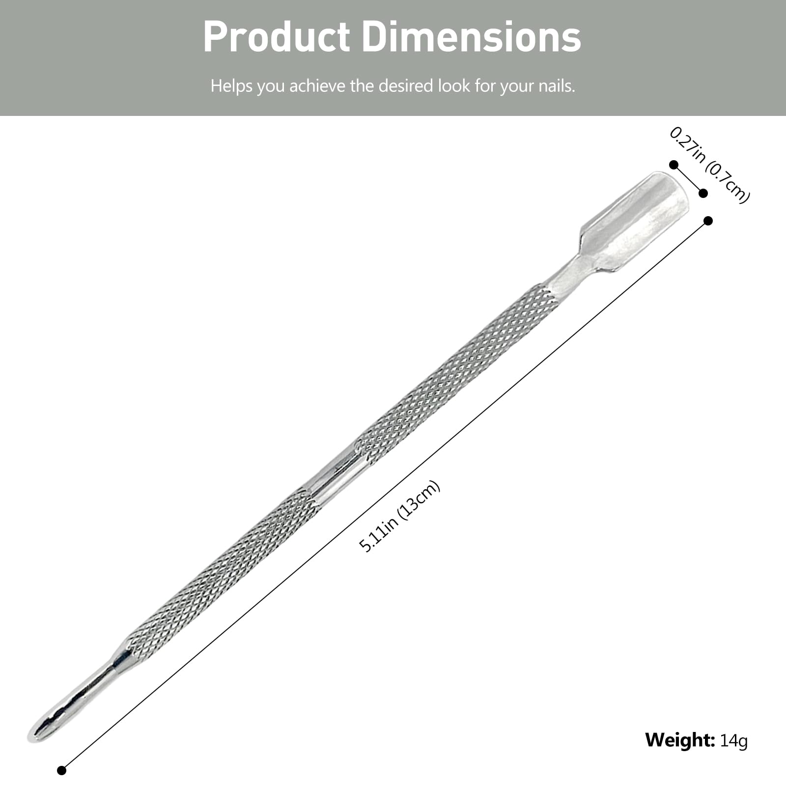 Cuticle pusher set organized for pedicure and manicure