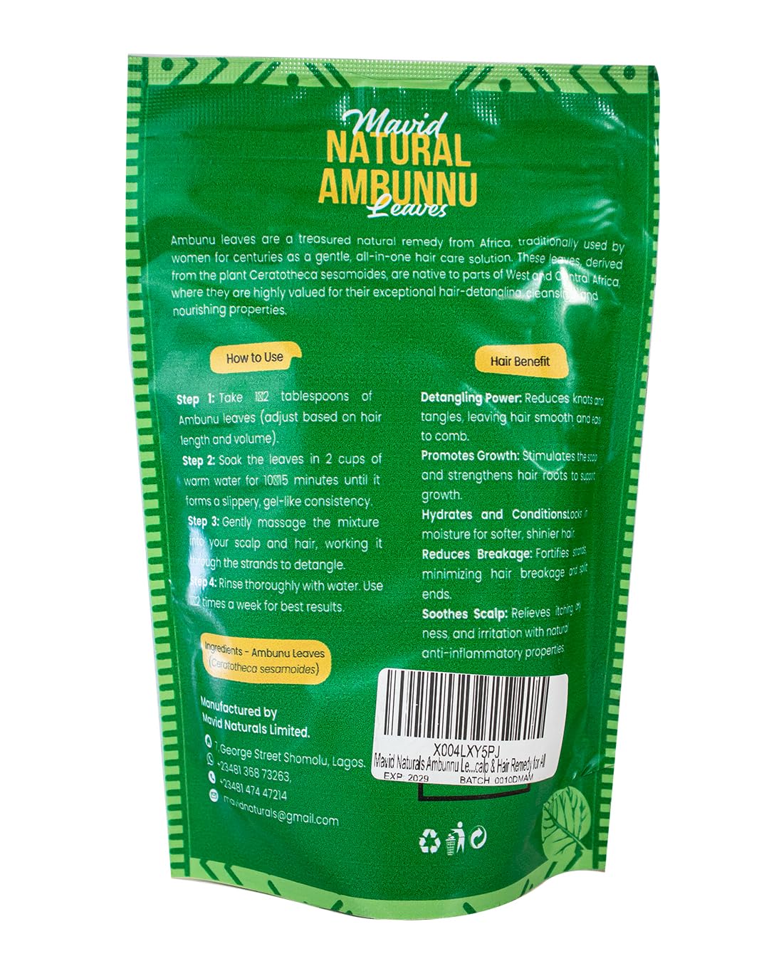Authentic African herbal hair treatment packaging