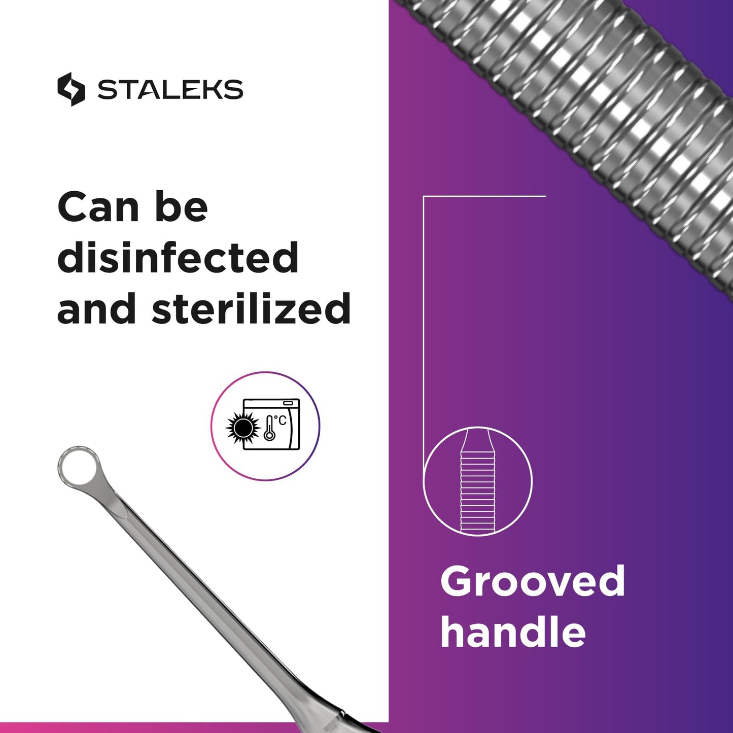 Stainless steel material detail of Staleks Pro Manicure Pusher