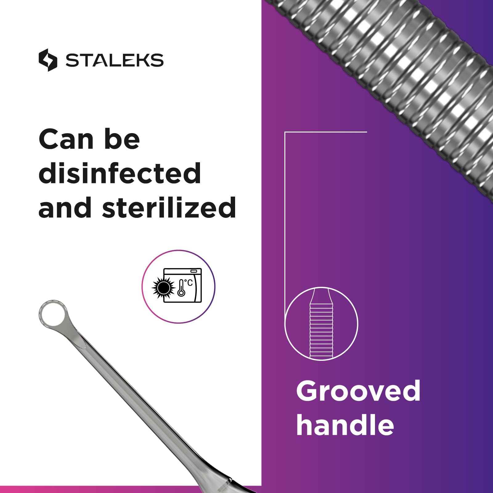 Stainless steel material detail of Staleks Pro Manicure Pusher