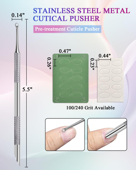 Stainless steel loop cuticle pusher close up view