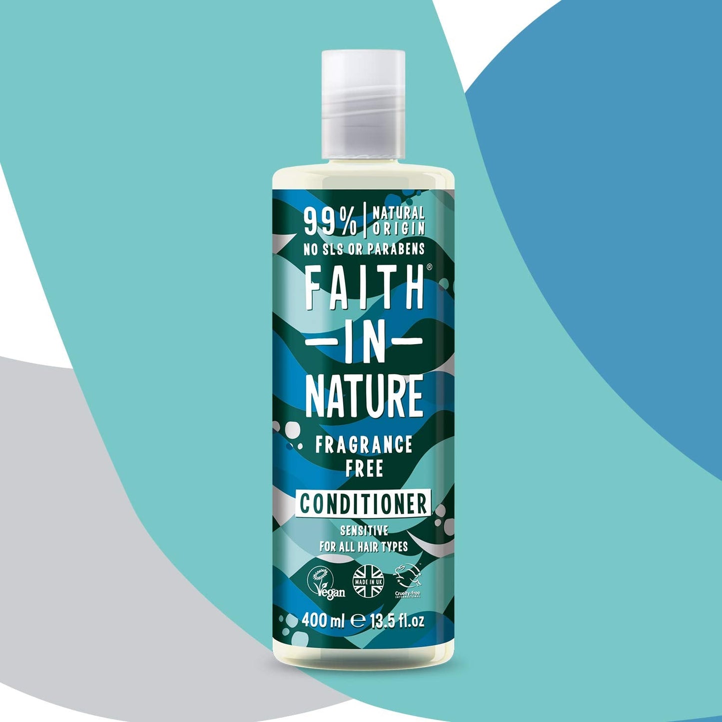 Close up of the texture and consistency of Faith In Nature fragrance free hair conditioner