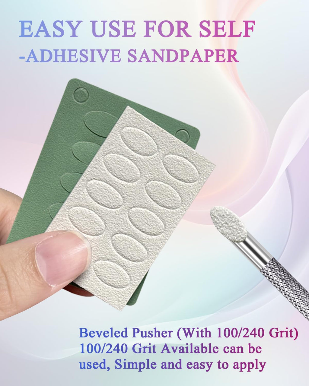 Cuticle pusher and nail file set in storage bag