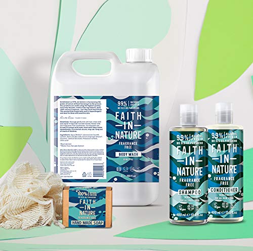 Faith In Nature unscented conditioner packaging and size reference
