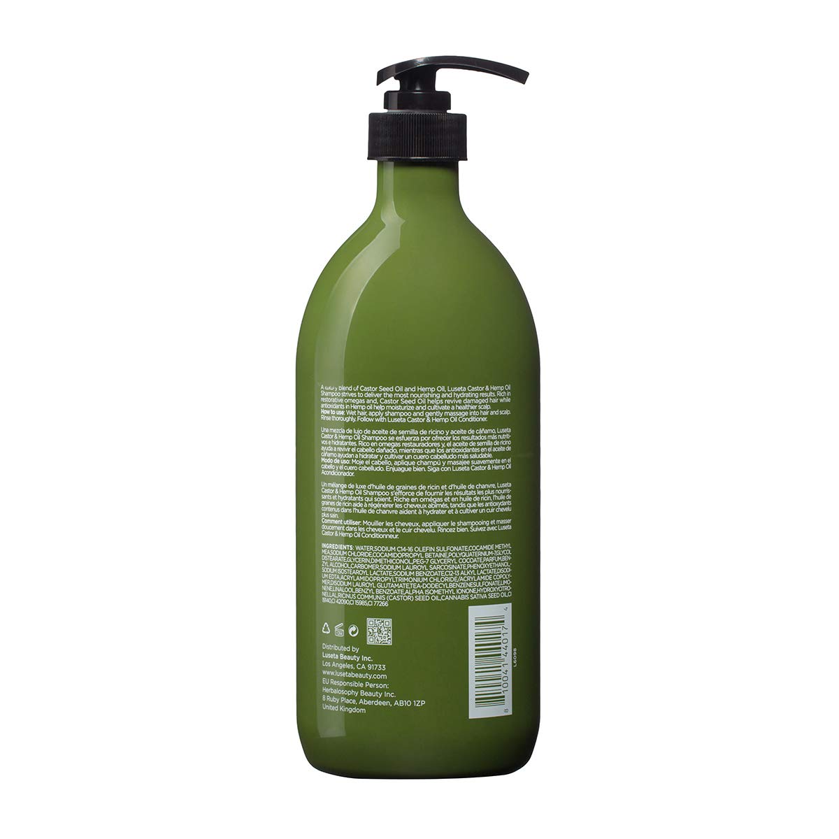 Luseta Castor and Hemp Oil Shampoo bottle packaging details