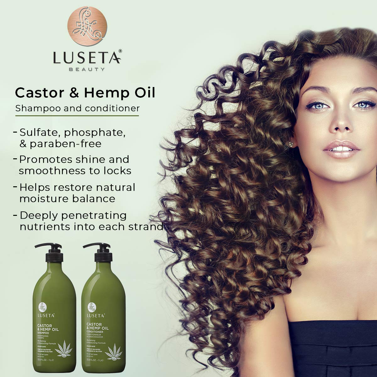 Luseta shampoo bottle side profile for thinning hair