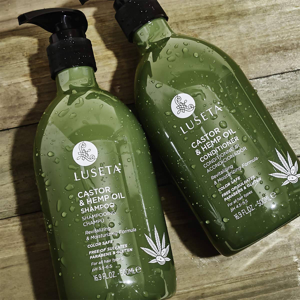 Luseta castor and hemp oil shampoo bottle cap detail