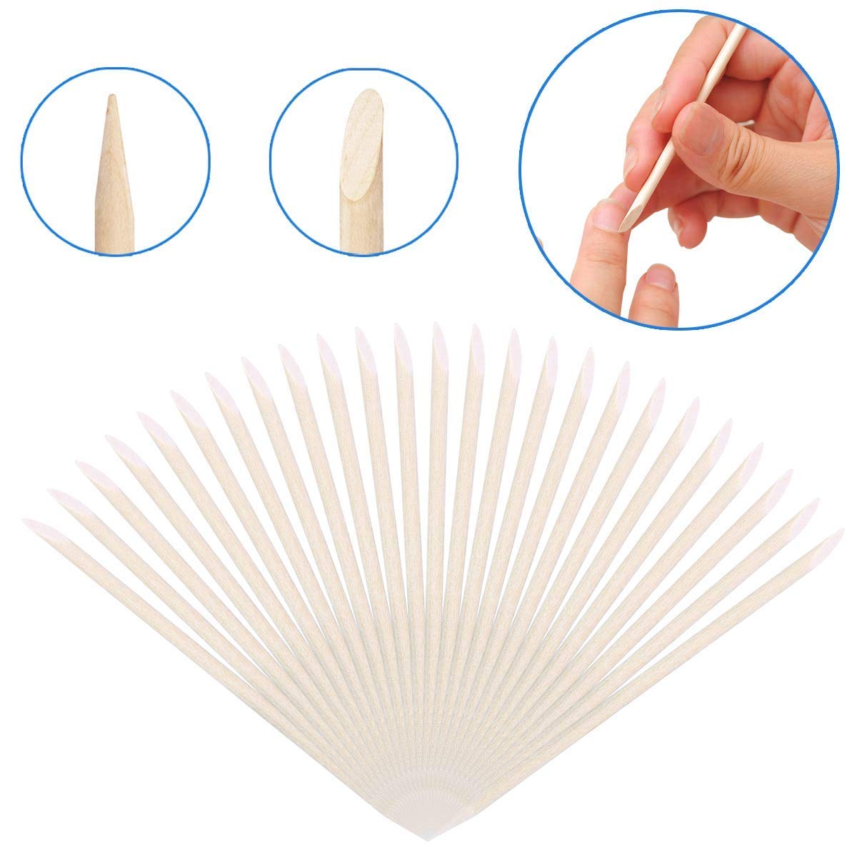 Manicure tool orange wood stick flat end detail