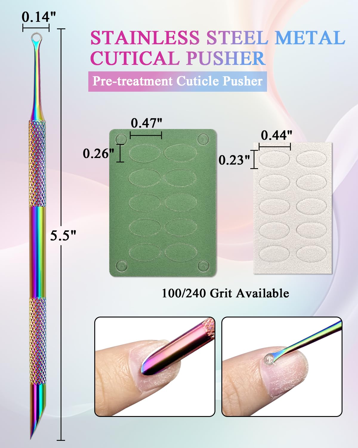 Kunshnbei nail care tool with grit files and pink pouch