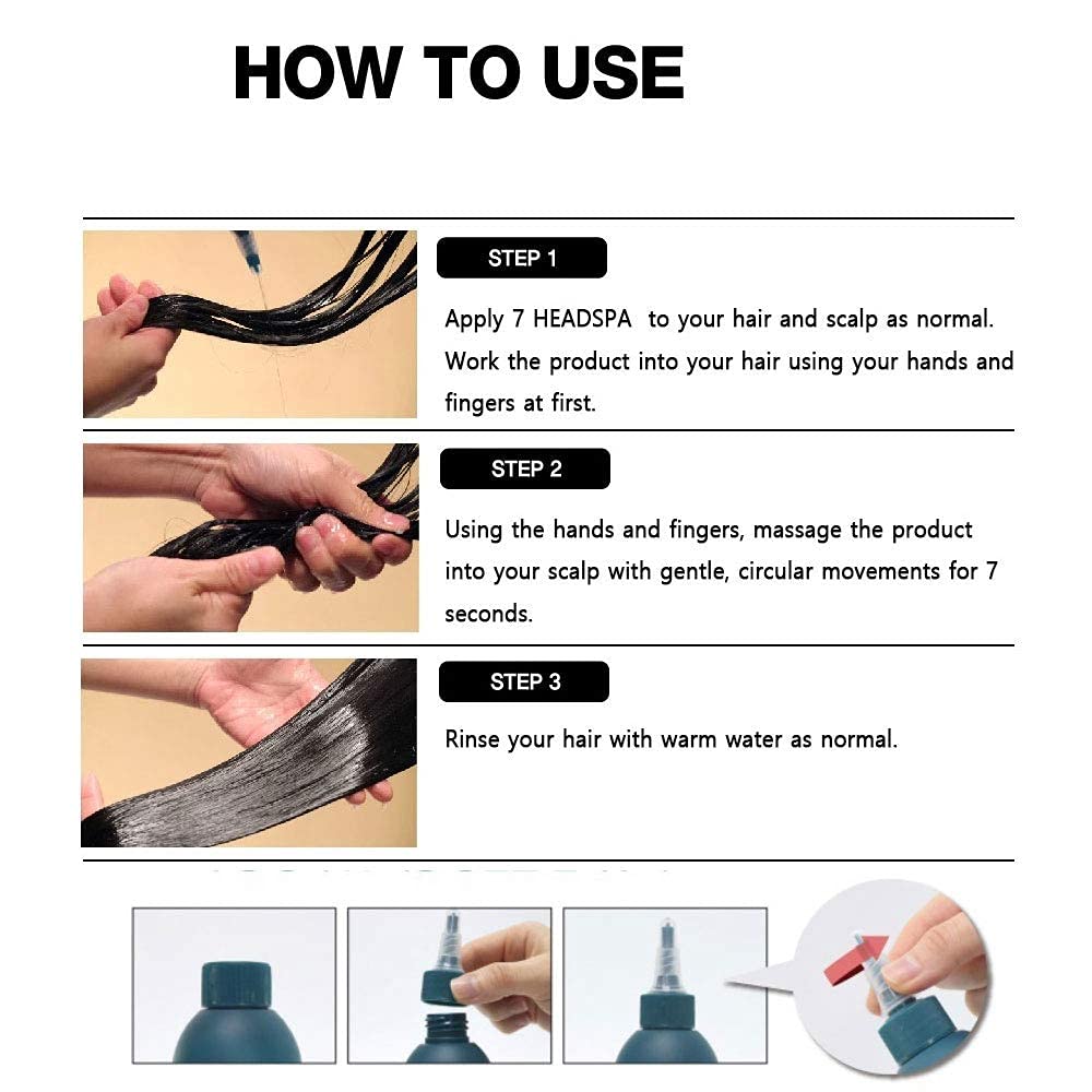 Head Spa 7 hair treatment nozzle tip and packaging angle