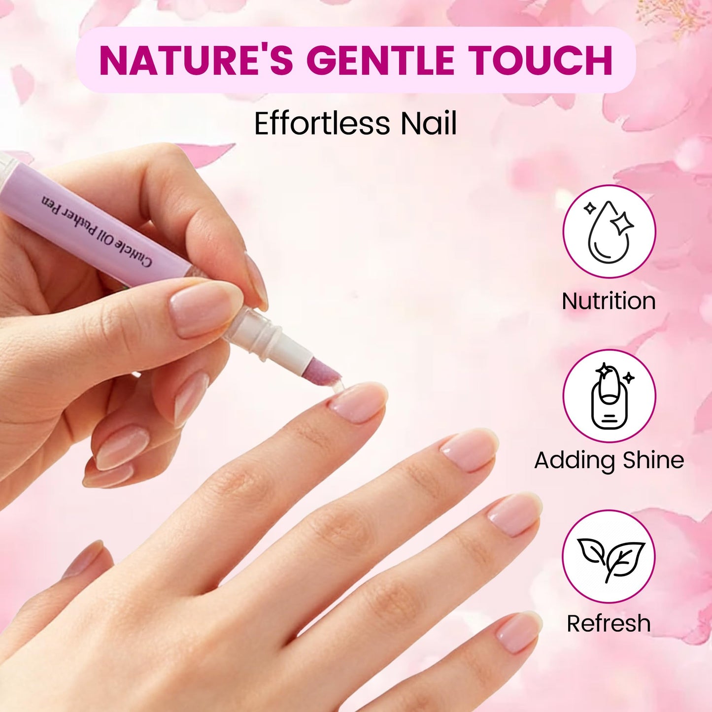 Lavender scented two in one cuticle remover pen with twist activated dispensing cap