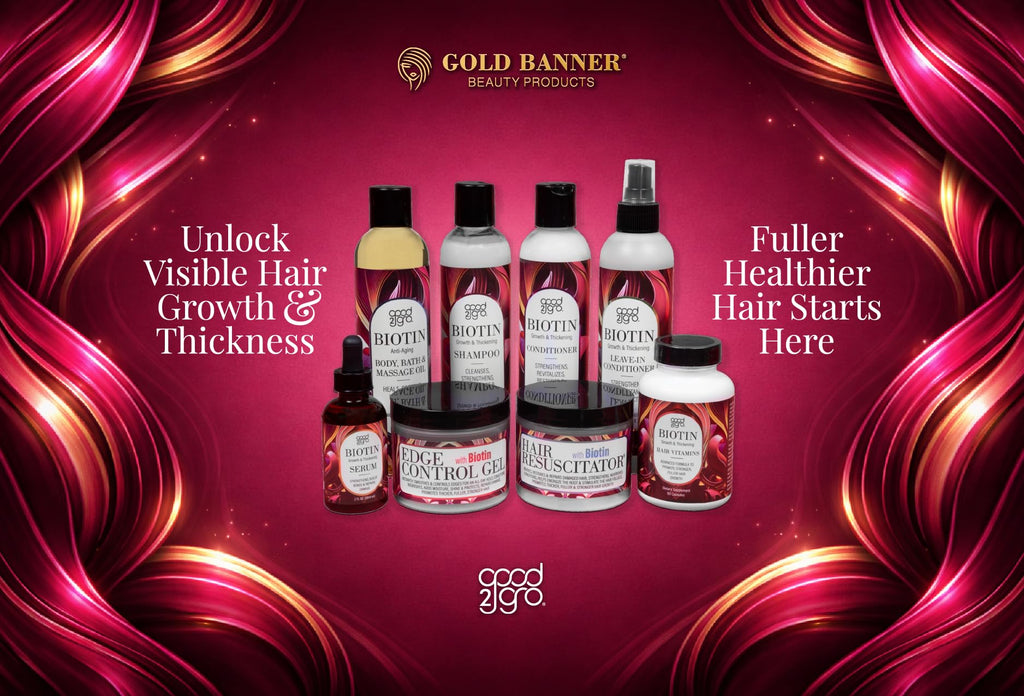 Gold Banner Beauty Good2Gro Biotin Leave-In Conditioner back label ingredients and usage instructions