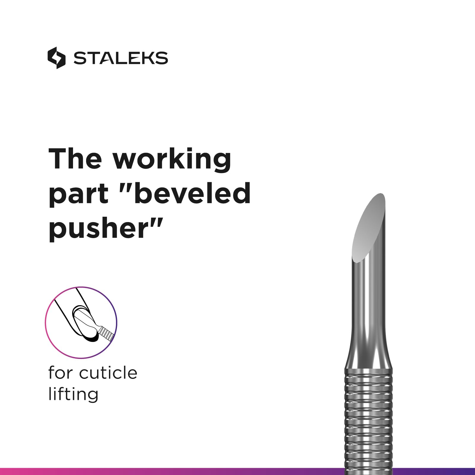 Staleks Pro pusher demonstrating nail prep usage
