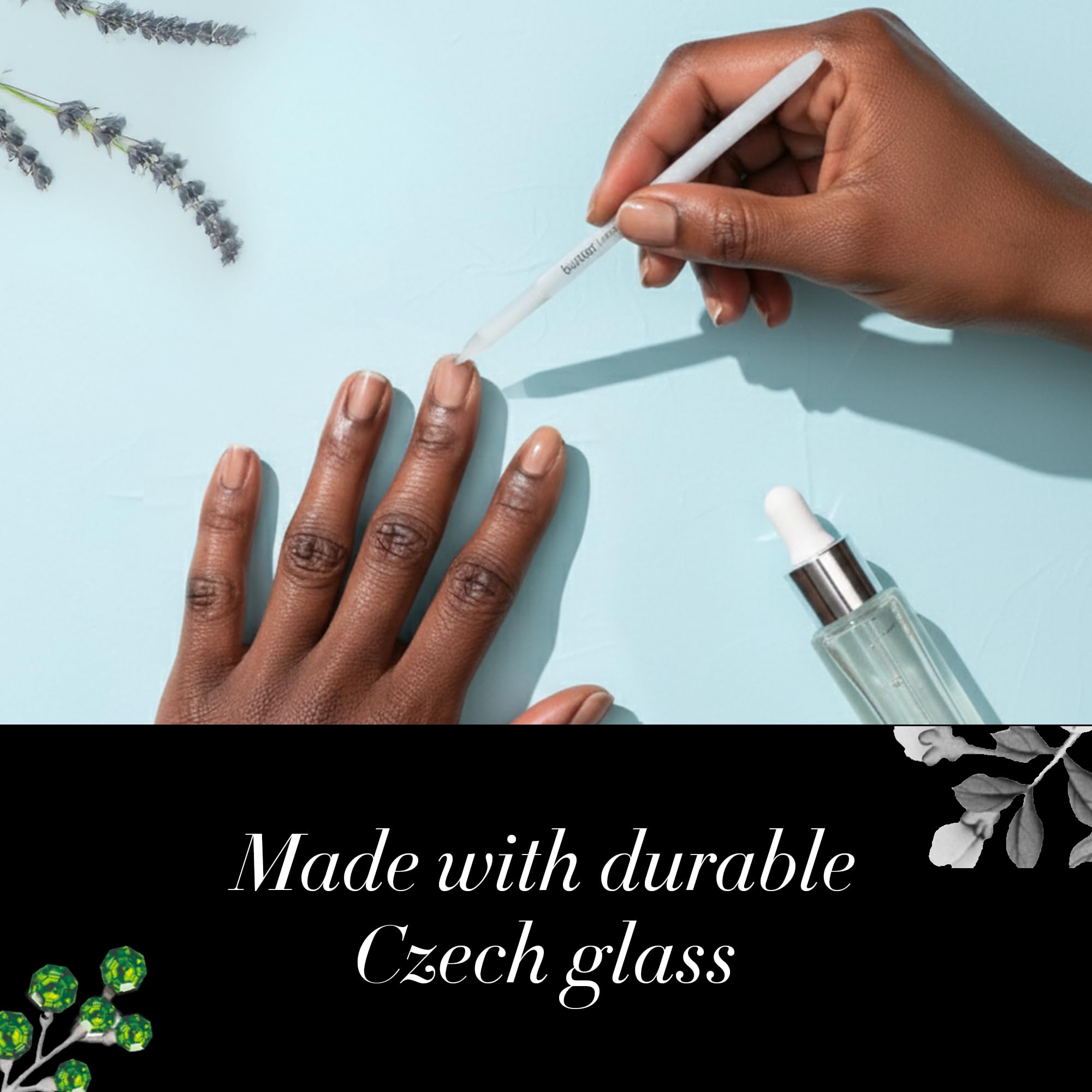 Butter London professional manicure glass tool in velvet pouch