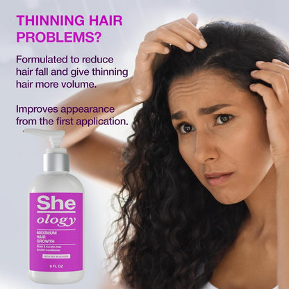 Sheology hair growth conditioner bottle with biotin and keratin label