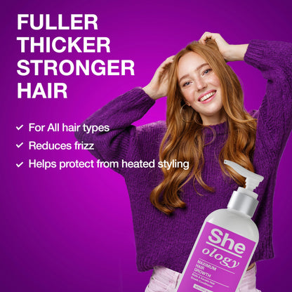 Back label of Sheology thickening conditioner showing natural ingredients