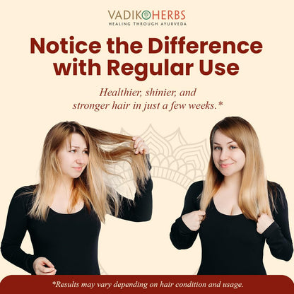 Vadik Herbs Brahmi Hair Oil showing sulfate free and paraben free product features.