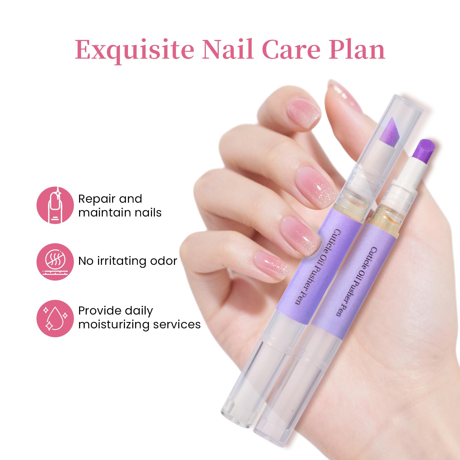 Nourishing jojoba oil formula hydrating dry cracking skin around the fingernails.