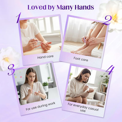 Shellfairy lavender scented cuticle oil pen being held demonstrating an ergonomic grip for easy control.