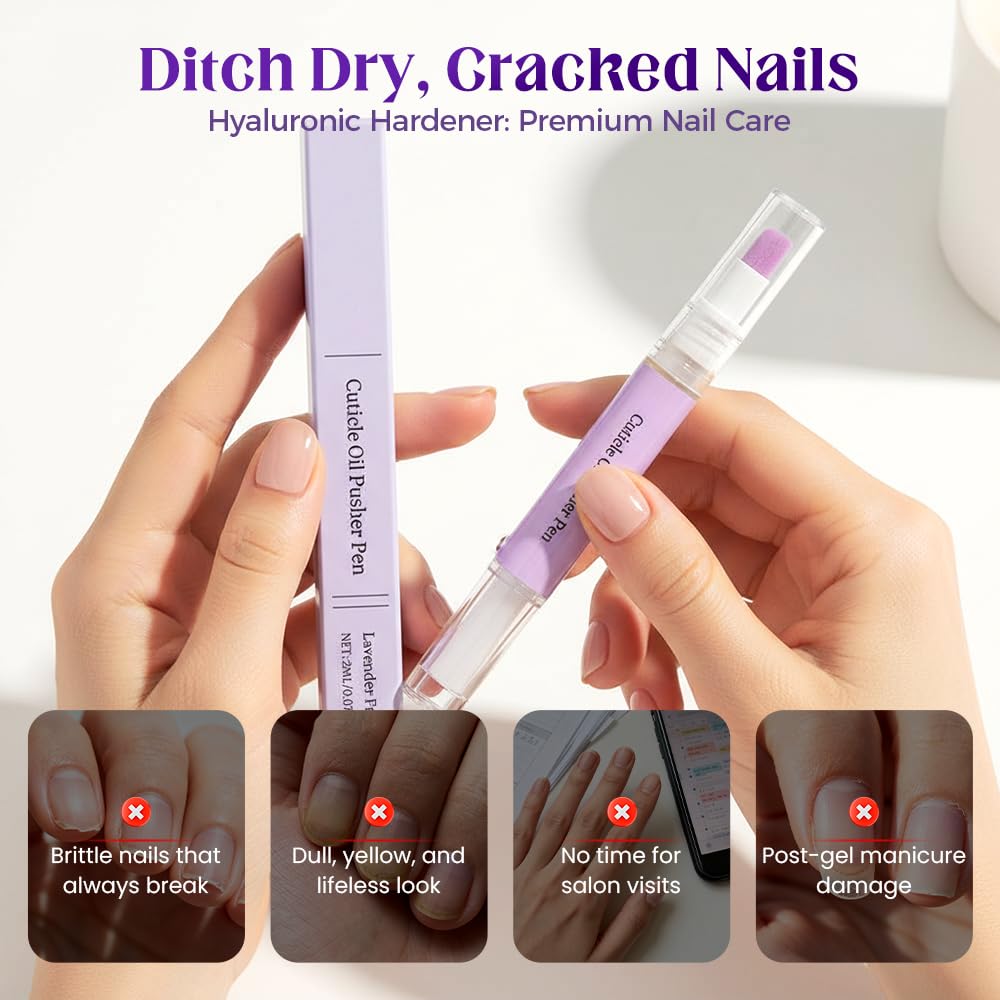 Shellfairy double pack cuticle repair serum pens emphasizing deep hydration and hangnail relief properties.