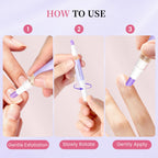 Before and after results of using the lavender scented premium cuticle remover pen.