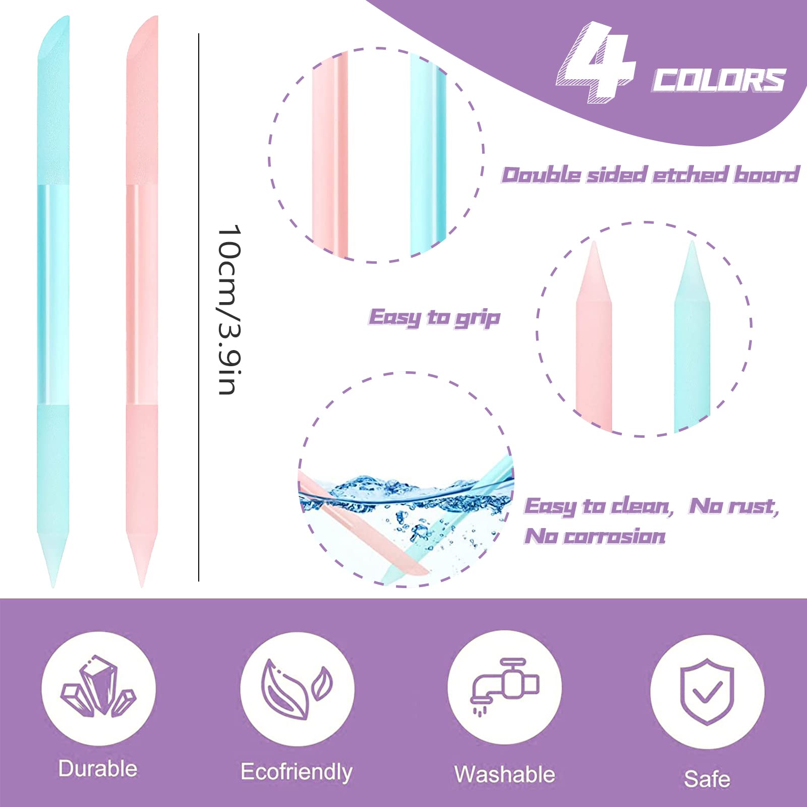 Close up of Heemeei dual ended glass manicure tool tips